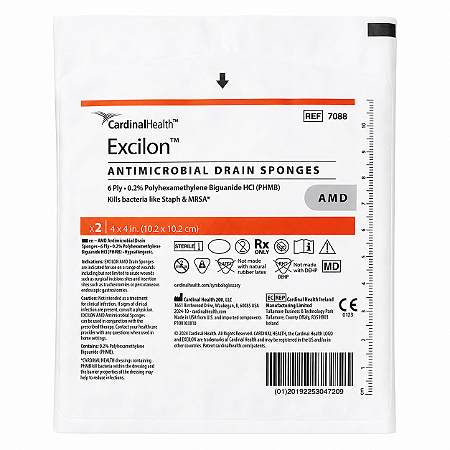 Curativo Excilon AMD Gaze Antimicrobiana 10,2 x 10,2 cm com 2 Unidades