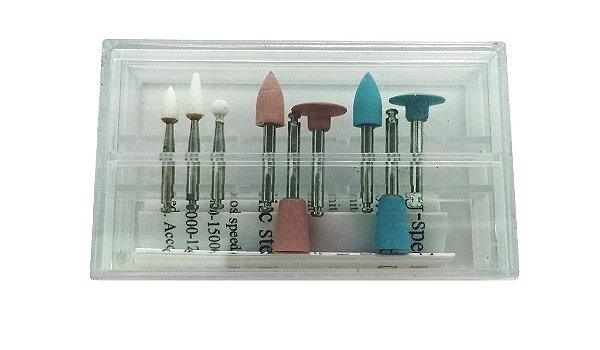 Kit Brocas RA Polimento Resina Composta 9 peças