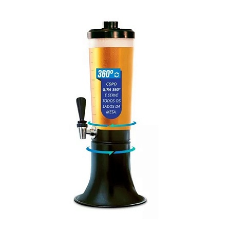 Torre De Chopp Doutor Beer 2,5l Com Copo Giratório 360 Graus Coloridas