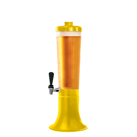 Torre de Chopp na cor Amarelo 3L Doutor Beer com dois tubos em alumínio
