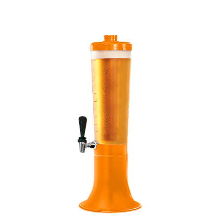 Torre de Chopp na cor Laranja 3,5L Doutor Beer com dois tubos em alumínio