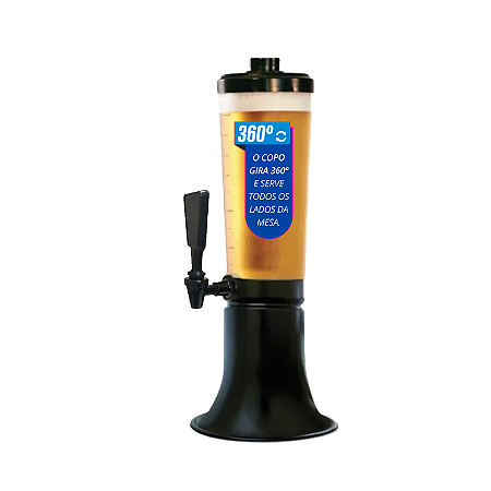 Torre de Chopp Doutor Beer 2L - Copo 360 - Com Torneira Tap Handle Preta Com apenas 1 Refil Gelante
