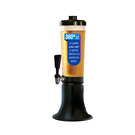 Torre de Chopp Doutor Beer 2,5L - Copo 360 - Com Torneira Tap Handle Prata
