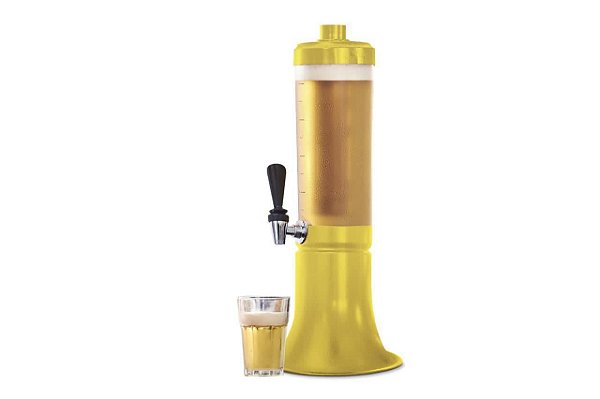 Torre de Chopp Amarelo 2L com dois tubos em alumínio