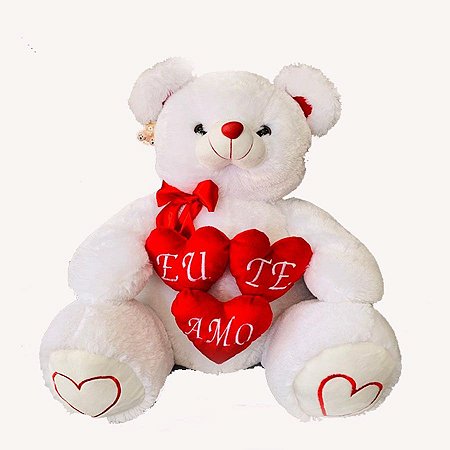 Urso Três Corações M Branco Baby un/1
