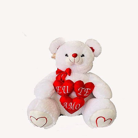 Urso Três Corações P Branco Baby un/1