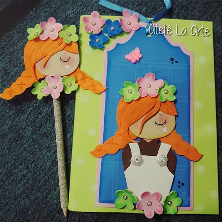 Kit Lápis e caderno - decorado boneca Anne