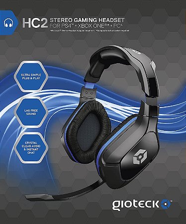 Gioteck HC-2 Plus Wired Stereo Headset with Adjust Mic Boom - PS4, Xbox One e PC
