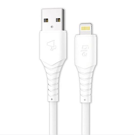 Cabo 2.4A Apple Lightning 8 pinos Emborrachado 1,2Metro  Branco ELG