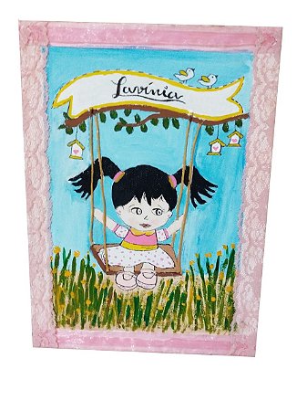 QUADRO INFANTIL MENINA NO BALANÇO