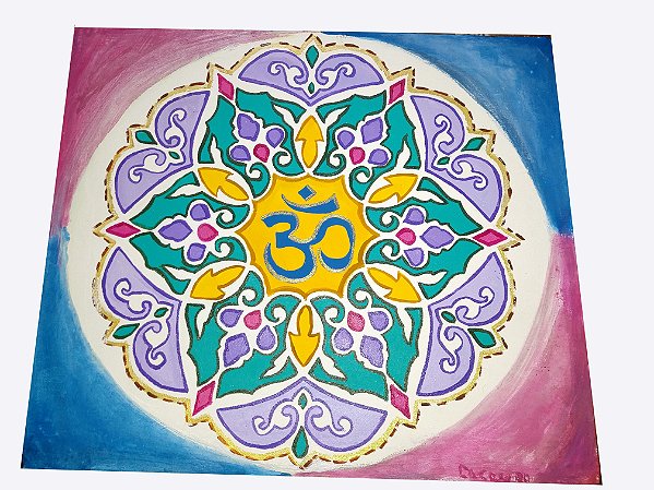 MANDALA OM AZUL E ROSA