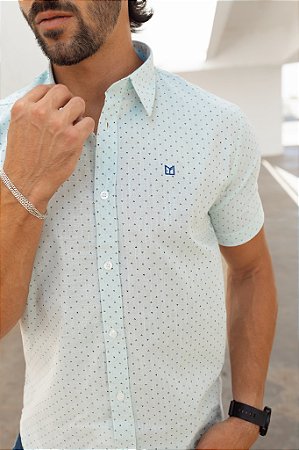Camisa de Manga Curta SLIM linho flamê MICRO ESTAMPA