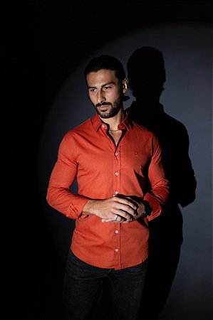 Camisa Manga Longa Slim LINHO TERRA COTA