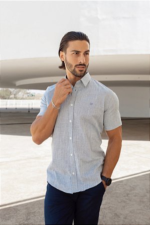 Camisa de Manga Curta SLIM AZUL MARINHO