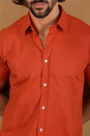 Camisa de Manga Curta SLIM TERRA COTA LINHO