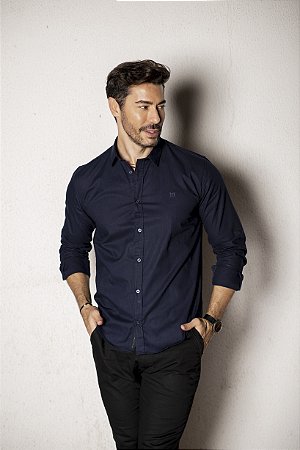 Camisa de Manga longa SLIM AZUL MARINHO