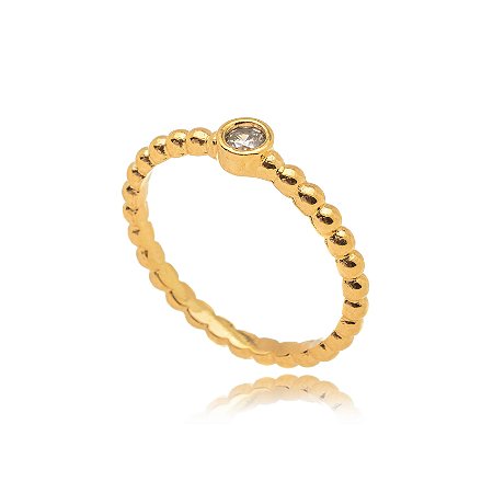 Anel Solitário Bolinha Cristal