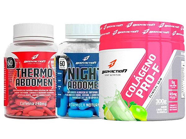 KIT EMAGRECIMENTO: THERMO ABDOMEN + NIGHT ABDOMEN + COLÁGENO - BODY ACTION