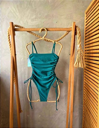 Maiô franzido verde petróleo