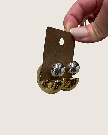 Brinco Argola Prata com Dourado