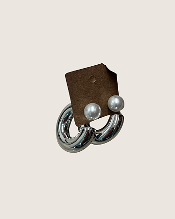 Brinco Argola Prata com Peróla