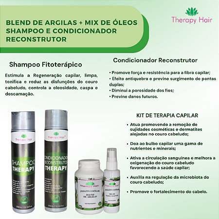Kit de Argiloterapia, Shampoo Fitoterápico e Condicionador Reconstrutor
