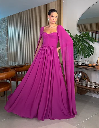 Vestido De Festa Longo Decote Meia Taça Bogotá
