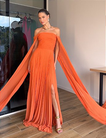 Vestido De Festa Longo Plissado  Aspen