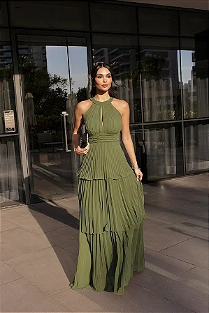 Vestido de Festa Plissado Aurora
