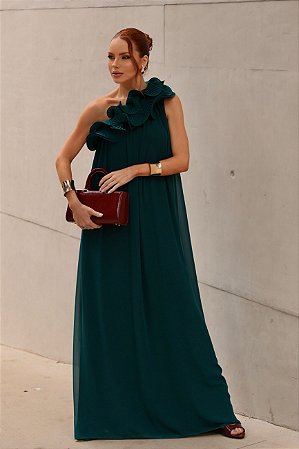Vestido Longo Babado Ravena