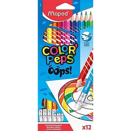 Lápis de Cor Sextavado Apagável, Maped, Color Peps, 12 Cores