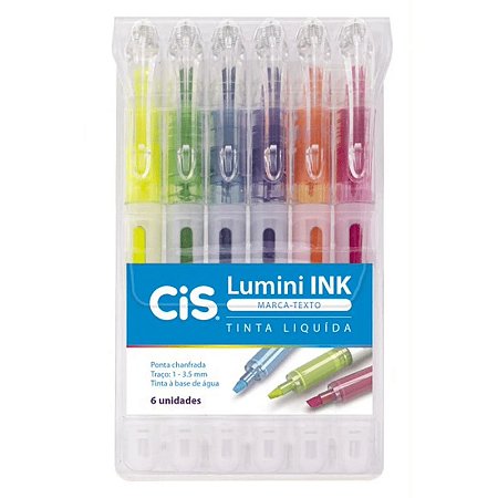 Marca Texto Cis Lumini Ink 6 Cores Neon