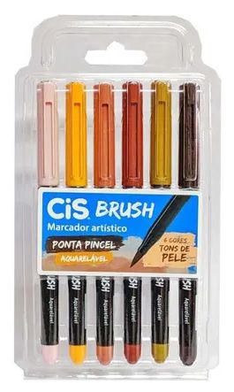 Caneta CIS Brush Pen Aquarelável Estojo c/ 6 Tons de Pele