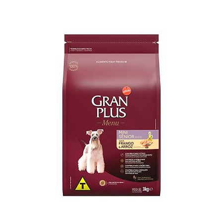 Ração GranPlus Menu Cães Mini Sênior Frango e Arroz