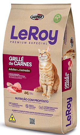Ração LeRoy Premium Grillè de Carnes para Gatos Adultos Castrados