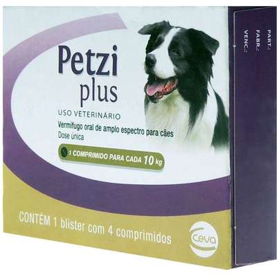 Vermífugo Ceva Petzi Plus 700 mg para Cães - 4 Comprimidos