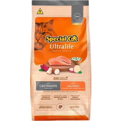 Ração Seca Special Cat Ultralife Salmão e Arroz para Gatos Castrados