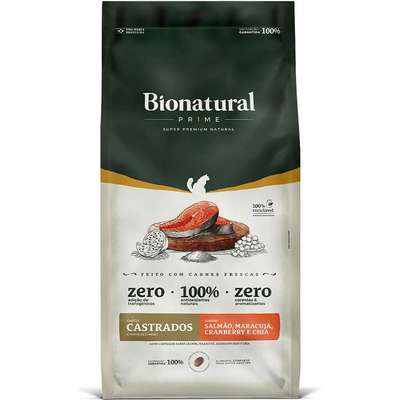 Ração Seca Bionatural Prime Salmão para Gatos Castrados