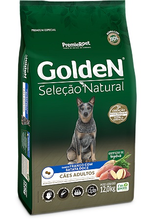 Golden Seleção Natural Batata Doce para Cães Adultos Médio e Grande 12KG