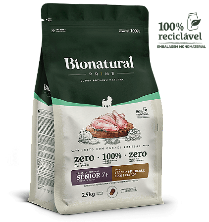 Ração Bionatural Prime Cães Adultos Sênior 7+ Raças Pequenas Frango