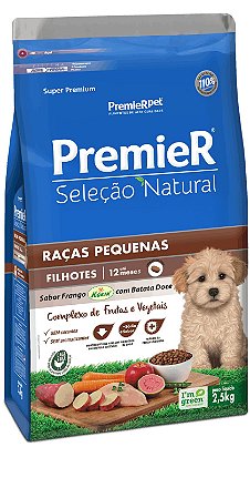 Premier Seleção Natural Cães Filhotes Raças Pequenas sabor Frango com Batata Doce