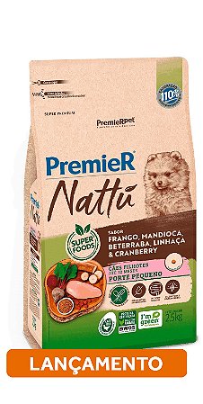 Premier Nattu Cães Filhotes Raças Pequenas sabor Mandioca