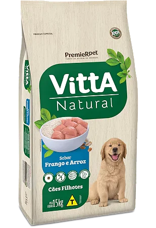 Vitta Natural Cães Filhotes Sabor Seleção de Frango e Cereais Integrais 15KG