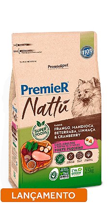 Premier Nattu Cães Adultos Pequeno Porte sabor Mandioca