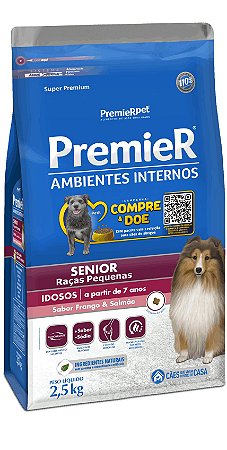 Premier Cães Senior Sabor Frango e Salmão 7+
