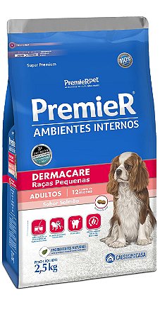 Premier Cães Dermacare Ambientes internos Adultos Sabor Salmão