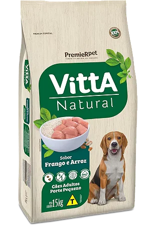Vitta Natural sabor Frango e Cereais Integrais – Adultos Raças Pequenas