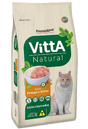 Vitta Natural Gatos Castrados Sabor Frango e Cereais Integrais