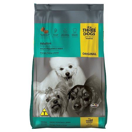 THREE DOGS PREMIUM ESPECIAL ORIGINAL ADULTOS RAÇAS PEQUENAS E MINIS