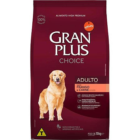 Ração GranPlus Choice Cães Adultos Frango e Carne